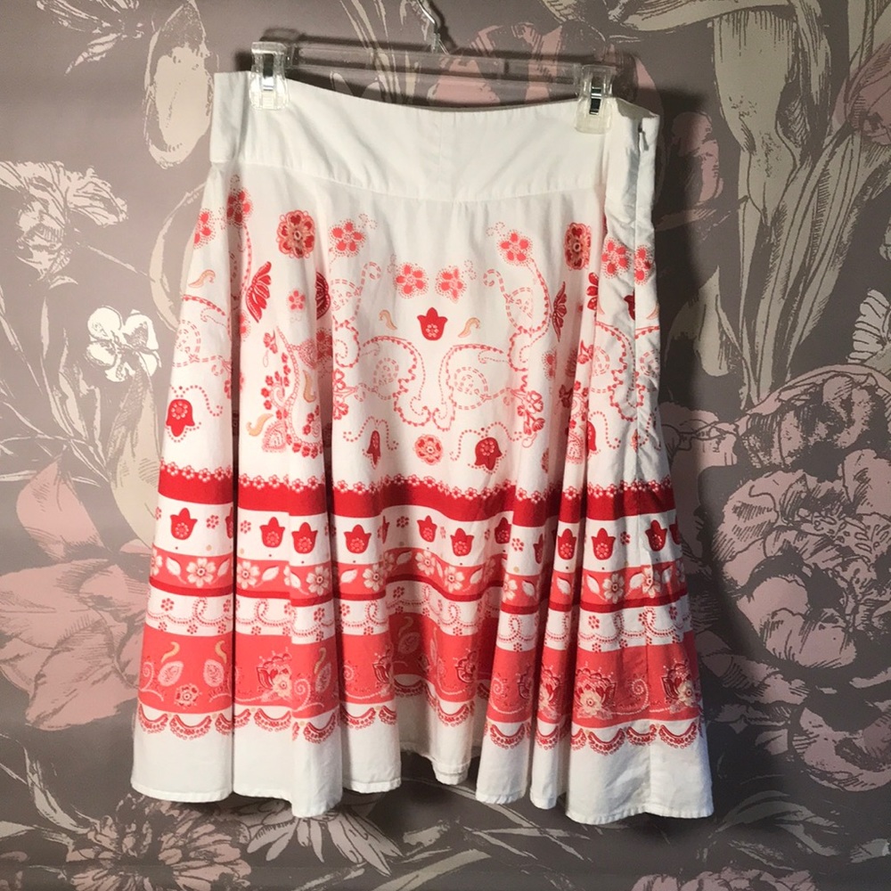 {Sangria} 100% Cotton Printed Circle Skirt Size 8